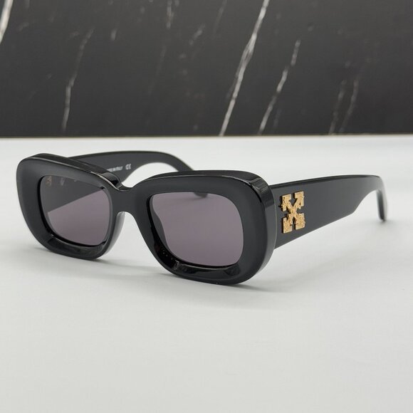 NEW OFF-WHITE CARRARA 007 BLACK OVAL UNISEX SUNGLASSES OFF-WHITE CARRARA - Picture 2 of 13